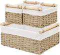 Vagusicc Wicker Storage Basket, 3-Packs Seagrass Storage Baskets for Organizing, Large Cube Storage Organizer Baskets Bins with Handles for Shelves Decor, Small Toilet Paper Storage Basket (Seagrass) by Vagusicc