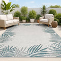 JONATHAN Y Palm Frond Border Indoor Outdoor Area Rug 8X10 Blue/Cream, Isla Coastal Cottage for Backyard, Patio, Porch, Easy-Cleaning, High Traffic, Pet-Friendly, Non-Shedding (TSN207C-8) by JONATHANY