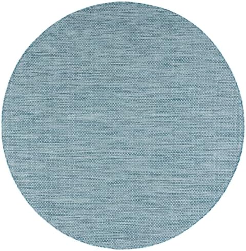SAFAVIEH Courtyard Outdoor Round Rug 10', Aqua & Grey CY8521-37121 - Image 3