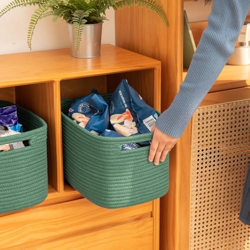 OIAHOMY 4 Pack Storage Baskets for Organizing 15L Cube Storage Bins Green - Image 4