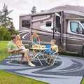 EEZ RV Products 6'x9' GW Heavy Duty Reversible/Durable Outdoor Patio/RV Mats (9ft x 6ft Grey) Come with Large Storage Bag & 6 Sets of Stakes and Washer by EEZRVProducts