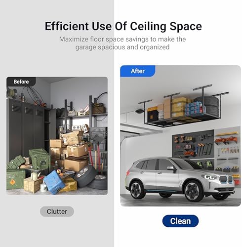 FLEXIMOUNTS 3x8 Overhead Garage Ceiling Storage Rack, 2 Pack, Hammertone - Image 6