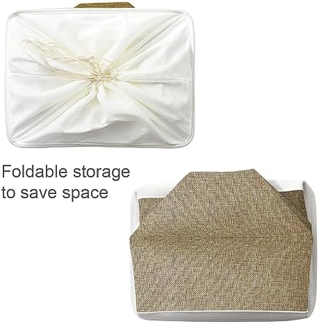 TheWarmHome Organization Basket - 20x16x14 inch Jumbo 3 Pack Collapsible Storage Bins for Shelves, Fabric Storage Cubes for Closet Organizer Gift Toy (White & Khaki) - Image 7