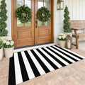 KOZYFLY Black and White Outdoor Rug 4x6 Ft Washable by KOZYFLY