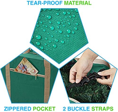 ProPik Christmas Rolling Tree Storage Bag, Fits Up to 9 ft. Tall Disassembled Holiday Tree, 28" X 16" X 60", Extra Large Heavy Duty Storage Container with Wheels, Front and Side Handles (Green) - Image 5