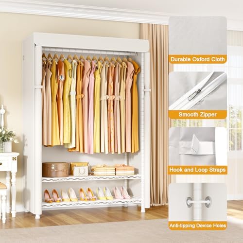 ULIFHOME H5C Plus Clothes Rack with Cover, Covered Clothing Rack Heavy Duty - Image 3