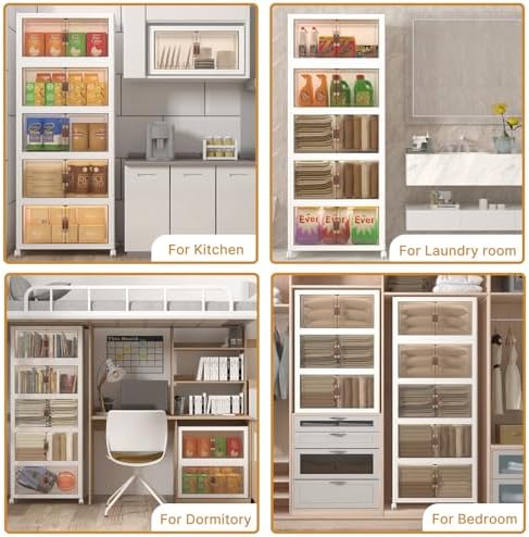 UAMFURI 360QT Stackable Storage Bins with Lids, Doors & Wheels - Image 4