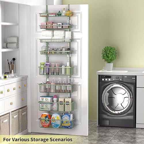 Moforoco Sage Green Over The Door Pantry Organizer, Pantry Door Organizer Shelves, Kitchen Organizers and Storage, Hanging Basket Wall Spice Rack Seasoning Shelves - Image 5