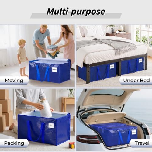 ukeetap 8 Pack Extra Large Clothes Storage Bins with Lids, Moving Bags,Blue - Image 6