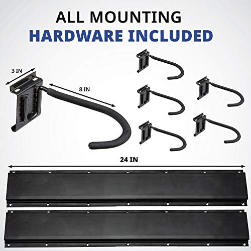 RaxGo Garage Bike Rack, Wall mounted Bicycle Storage Hanger, 6 Adjustable Hooks Universal for Indoor & Home Use - Image 2