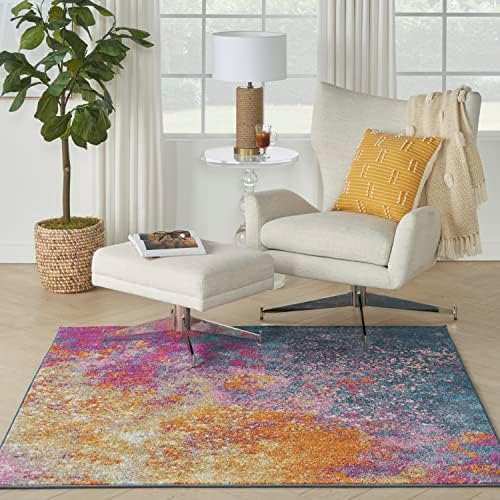 Nourison Home Passion Sunburst 5' x Square Area Rug - Easy Clean, Non Shedding, Bed Room, Living Room, Dining Room, Kitchen (5' x Square) - Image 2