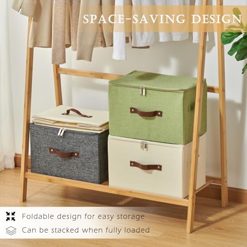 4PCS Storage Bins with Zipper Lids Decorative Lidded Basket Box - Image 4