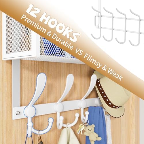 Kaiferty Over The Door Hooks Organizer, Coat Rack Over The Door Storage Hanger Towel Rack, Back of Door Storage Organizer for Bathroom,Bedroom,Kitchen,Office (White, 4-Tier) - Image 5