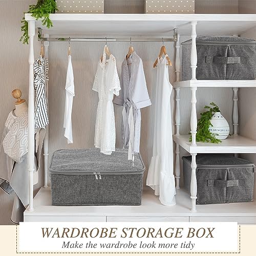 Soaoo 5 Pcs 15 x 10 x 6'' Fabric Storage Bins with Zipper Lids, Gray - Image 5