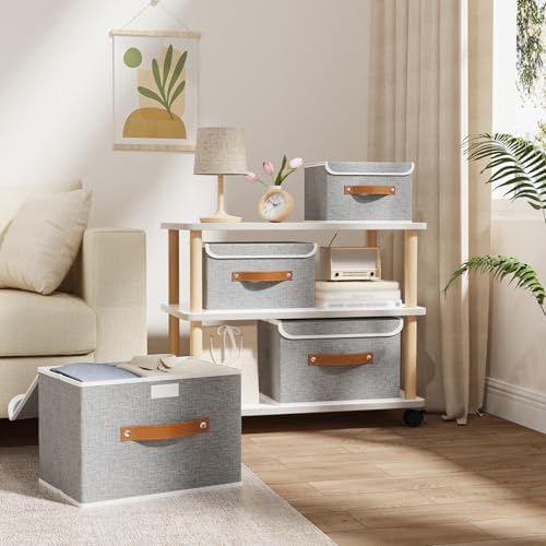 OUTBROS Collapsible Storage Boxes, Grey, 5 Pack 10.2 x 7.9 x 6.7 in - Image 4