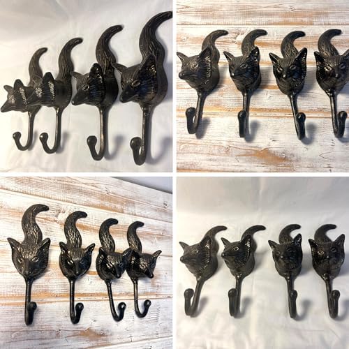 Thorness Set of Four Sturdy Wall Mounted Cast Iron Fox Head Hook Hanger for Hat, Coat, Clothes - Ideal for Kitchen, Bathroom, Bedroom, Office, Black - Image 6