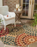 Unique Loom Outdoor Modern Collection Area Rug - Spark (7' 1" Octagon Beige/Burgundy) by UniqueLoom