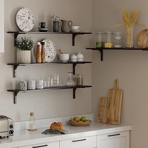 DINZI LVJ Long Wall Shelves, 55.1Inch Wooden Wall Mounted Shelves, Set of 2 - Image 5