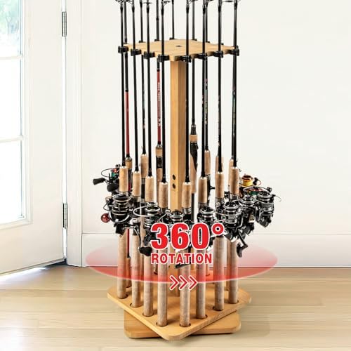 Ghosthorn Rotating Fishing Rod Holder for Garage,Floor Pole Rack for Men by Ghosthorn