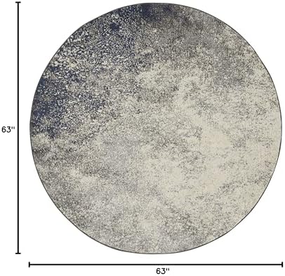 Nourison Home Passion Charcoal/Ivory 5'3'' x Round Area-Rug, Modern, Abstract, Easy-Cleaning, Non Shedding, Bed Room, Living Room, Dining Room, Kitchen, (5' Round) - Image 2