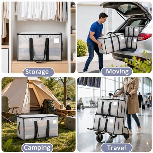 Songrey Extra Large Heavy Duty Moving Bags, 6 Pack, Clear - Image 7