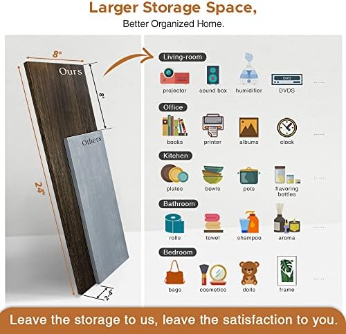 Forbena 24 Inch Long Floating Shelves for Wall Set of 3, Wooden Wall Bookshelf for Bedroom, Large Rustic Wood Hanging Book Shelves for Living Room Plants Kitchen Office Closet Storage (Dark Brown) - Image 3
