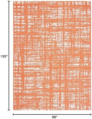 SAFAVIEH Washable Rug Outdoor Courtyard Collection - 8' x 10', Orange & Ivory, Non-Shedding & Easy Cleaning, Ideal for Patio, Backyard, Mudroom, DIning Space (CY8451-52821) - Image 2