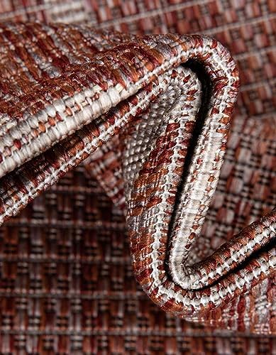 Unique Loom Outdoor Trellis Collection Area Rug - Trellis (Square 10' 8" x 10' 8", Rust Red/ Ivory) - Image 6