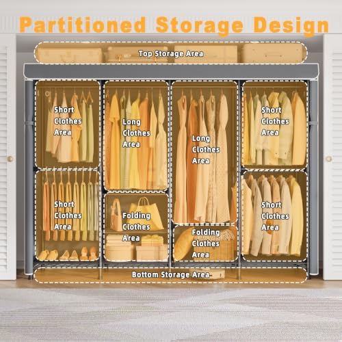 ULIFHOME H41C Clothes Rack with Cover, Covered Clothing Rack Heavy Duty - Image 5