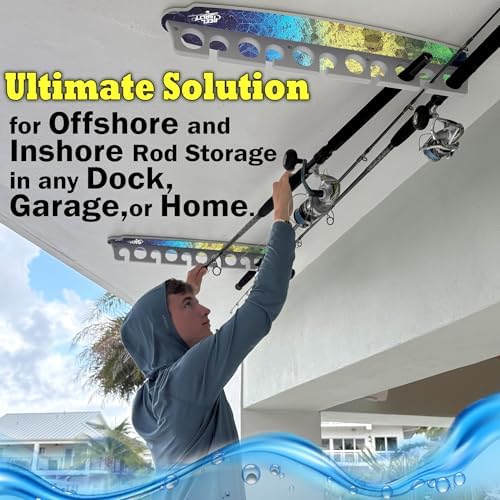 Rush Creek Creations Reel Salty Waterproof Offshore/Inshore Fishing Rod Holder for 11 Saltwater Poles + Gear & Accessories Perfect for Garage & Wall Storage - Image 4