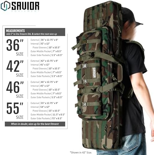 Savior Equipment American Classic Tactical Double Long Gun Bag Pistol Transportation Case w/Backpack Strap, Lockable Compartment, Available Length in 32" 36" 42" 46" 51" 55" - Image 7