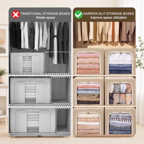 Lewtemi 30L 4 Pack Clothing Storage Bags with Cedar Sachets, Large Sweater Organizer, Breathable Fabric Containers for Clothes, Bedding & Blankets, Closet & Under Bed Storage (Beige,Classic) - Image 5