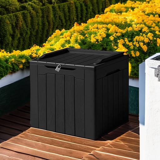 Devoko 31 Gallon Waterproof Outdoor Storage Box Resin Deck Box Lockable and UV Resistant for Patio Furniture,Garden Tools (Black) - Image 7