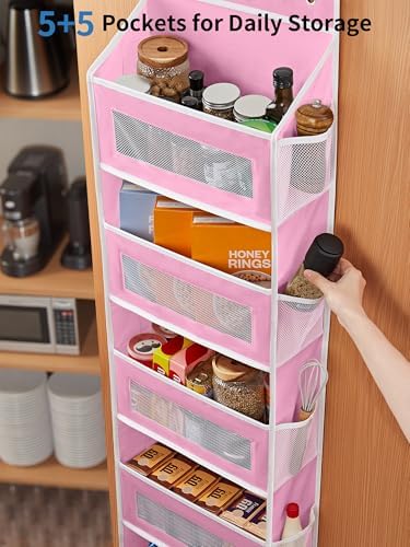 JARLINK Over the Door Organizer for Pantry, Bathroom, 5 Shelf Pink, 2 Pack - Image 6