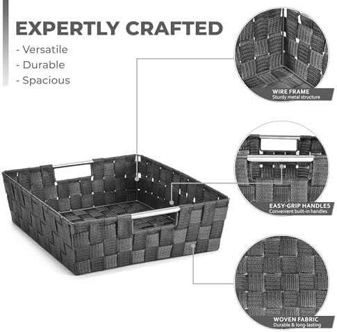 Sorbus Baskets for Organizing, Woven Storage Set (9 Piece Set, Gray) - Image 2