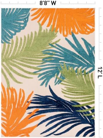 Rugshop Lucca Indoor/Outdoor Contemporary Floral Area Rug Multi 8'8" x 12' - Image 2
