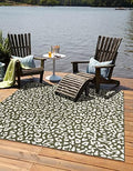 Unique Loom Outdoor Safari Collection Area Rug - Leopard (13' Square, Green/ Ivory) by UniqueLoom