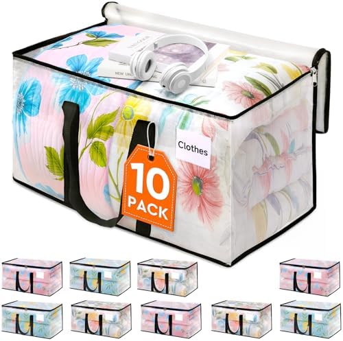 HomeHacks Large Moving Bags, Heavy Duty Clear Storage Bags, 10 Pack 125L by HomeHacks