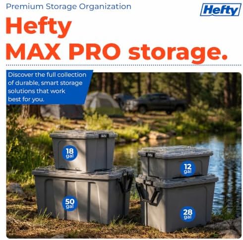 Hefty 18 Gallon Storage Bin with Clear Lid, Heavy Duty Plastic Storage Container Stackable Tote for Garage Closet Home Organization, Large Storage Bin, 6 Pack, Grey - Image 7