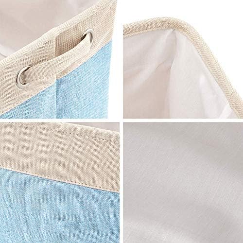 EZOWare Set of 3 Large Canvas Fabric Tweed Storage Organizer Cube Set W/Handles for Nursery Kids Toddlers Home and Office - 15 L x 10.5 W x 9.4 H -Mixed Crème - Image 4