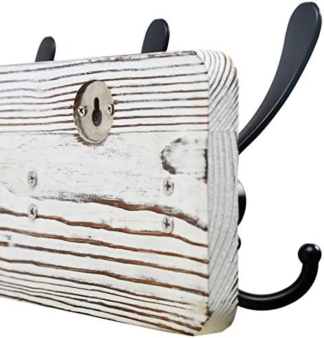SKOLOO Rustic Wall Mounted Coat Rack, 16" Stud Spacing, Wood Coat Rack Wall Mount with 5 Triple Hooks, Farmhouse Coat Hanger Wall Mount for Hanging Backpack Jacket Coat Hat, Pack of 2 - Image 4