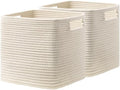 UBBCARE Set of 2 Kallax Storage Cubes-13 ×15 ×13 Inch, Cotton Rope Basket for Shelves, Toys, Book, Cube Storage Bin with Handles, Woven Storage Basket for Organizing, Beige by UBBCARE