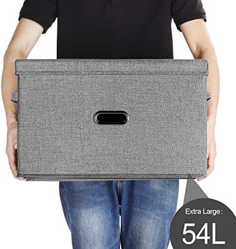 Large Linen Fabric Foldable Storage Bins with Removable Lid and Handles, Washable Storage Box Organizer Containers Baskets Cube with Cover for Bedroom,Office (Khaki, Extra Large(2-Pack)) - Image 6