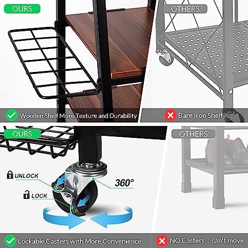 Sttoraboks Golf Bags Storage Garage Organizer, Golf Bag Rack Fits 2/3 Golf Bags and Golf Equipment Accessories, Golf Club Storage Stand with Wooden Shelf and Lockable Wheels for Garage Indoor Basement - Image 4