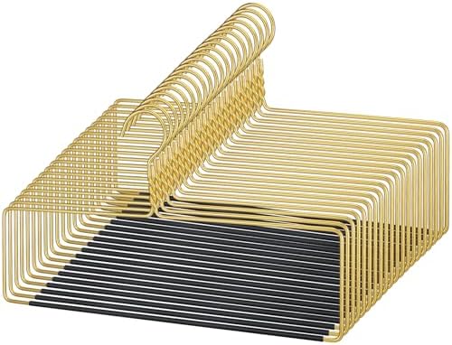 Leinuosen 20 Pack Gold Blanket Hangers 18 Inch Wide Heavy Duty Hangers for Quilts, Table Cloths, Comforters with Nonslip Vinyl Coated for Closet Sleeping Bags Storage by Leinuosen