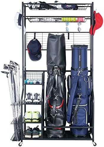 Mythinglogic Golf Bag Storage Organizer with Club Rack for Garage by Mythinglogic