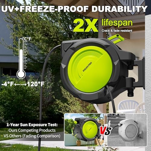 110 FT 5/8" Retractable Garden Hose Reel, Wall Mount - Image 2