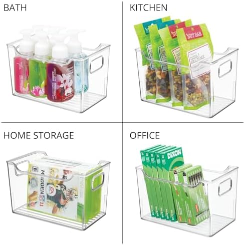 mDesign Deep Plastic Office Storage Bins with Handles for Organization in Filing Cabinet, Closet, or Desk Drawers, Organizer for Notes, Pens, Pencils, and Staples - Ligne Collection - 8 Pack - Clear - Image 6