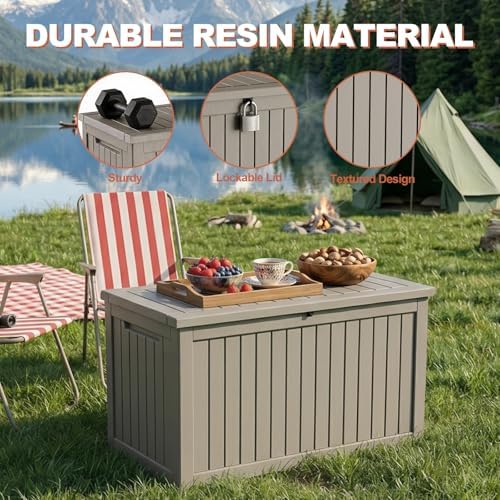 EFU Outdoor Storage Box 330 Gallon Deck Box, Waterproof Resin, Grey - Image 3