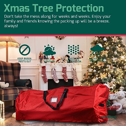 Christmas Tree Storage Bag Fits Up to 9 Feet Diassembled Tree, JOYCEMALL Heavy Duty Waterproof Artificial Xmas Tree Container Extra Large Moving Bag with Reinforced Handles & Dual Zipper - Red - Image 7